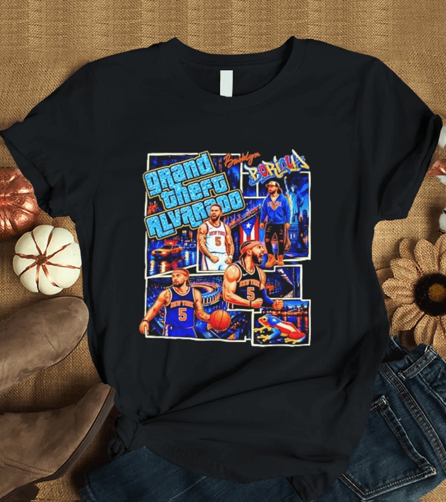 Brooklyn Boricua NY Knicks Grand Theft Alvarado T-Shirt