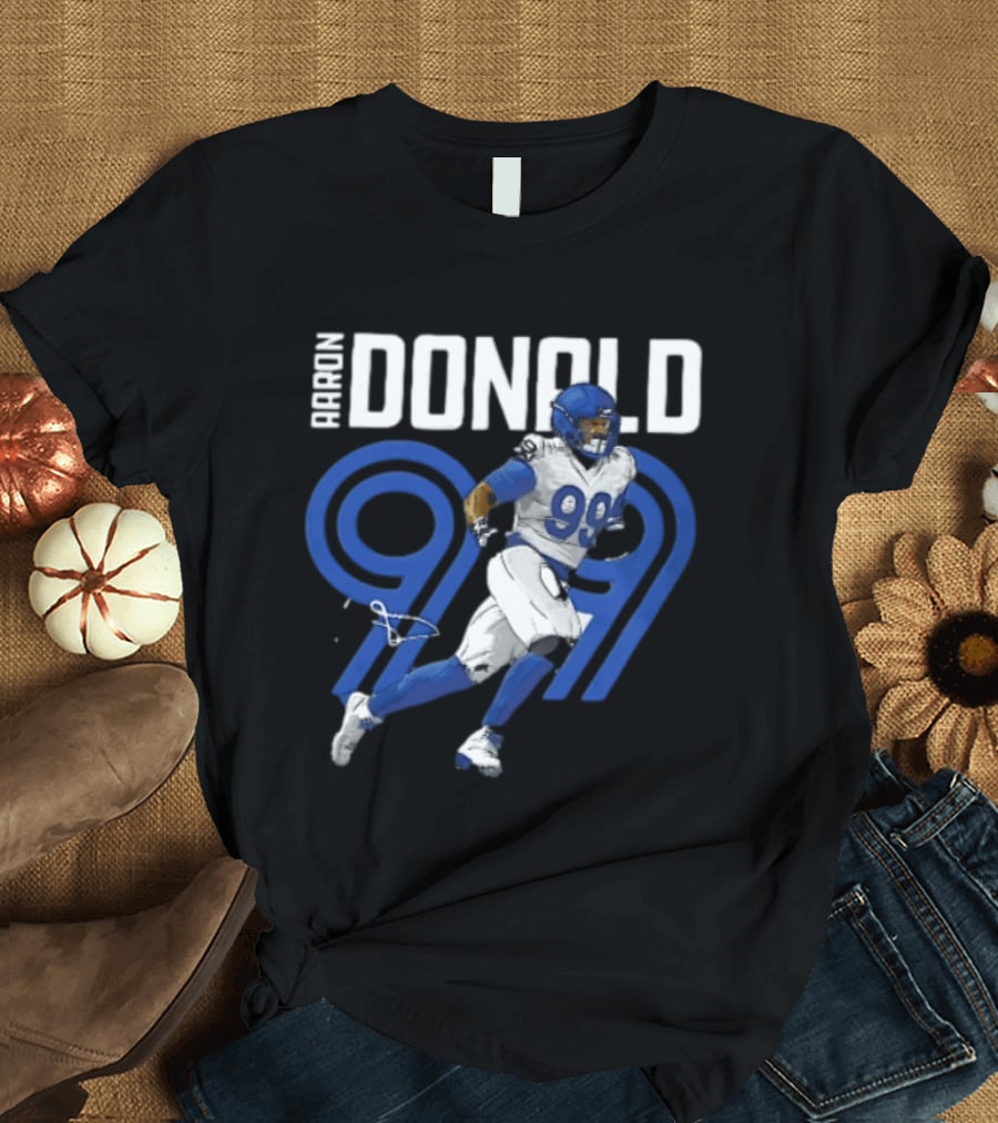 Los Angeles Rams Aaron Donald 99 Blue Running Player T-Shirt