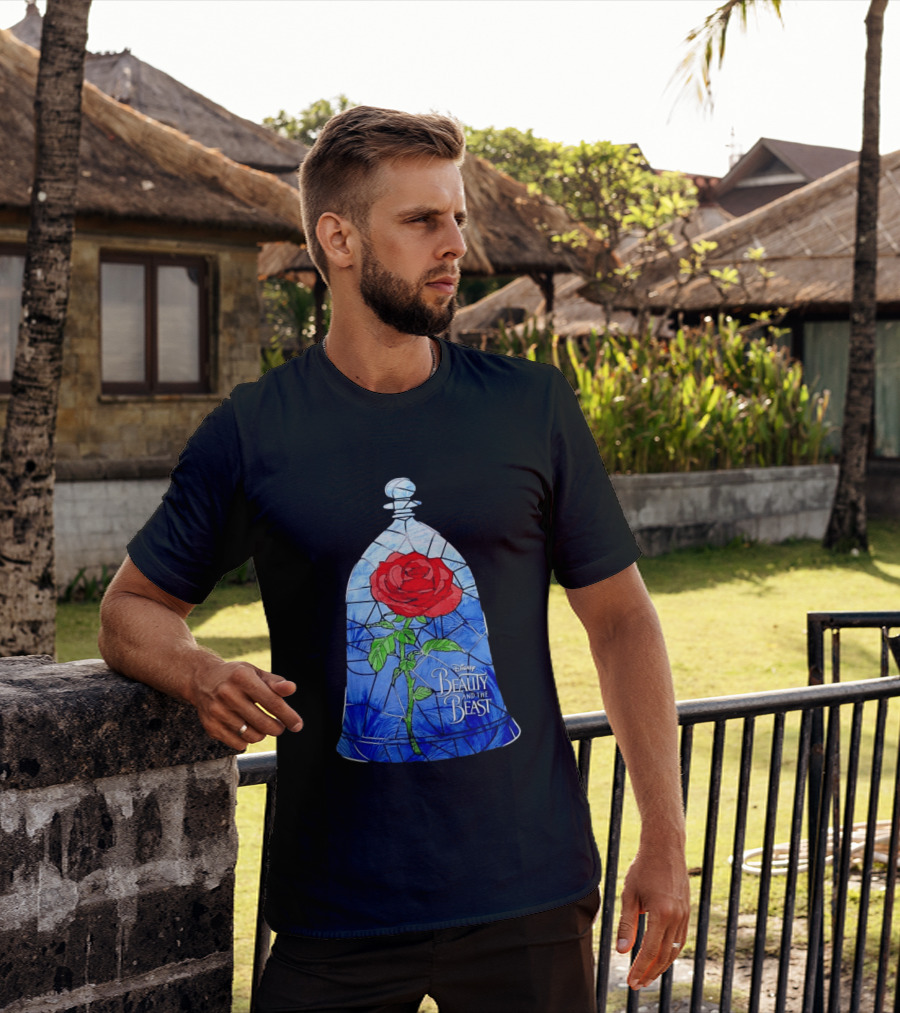 Disney Beauty And The Beast Stained Glass Rose Enchantment T-Shirt