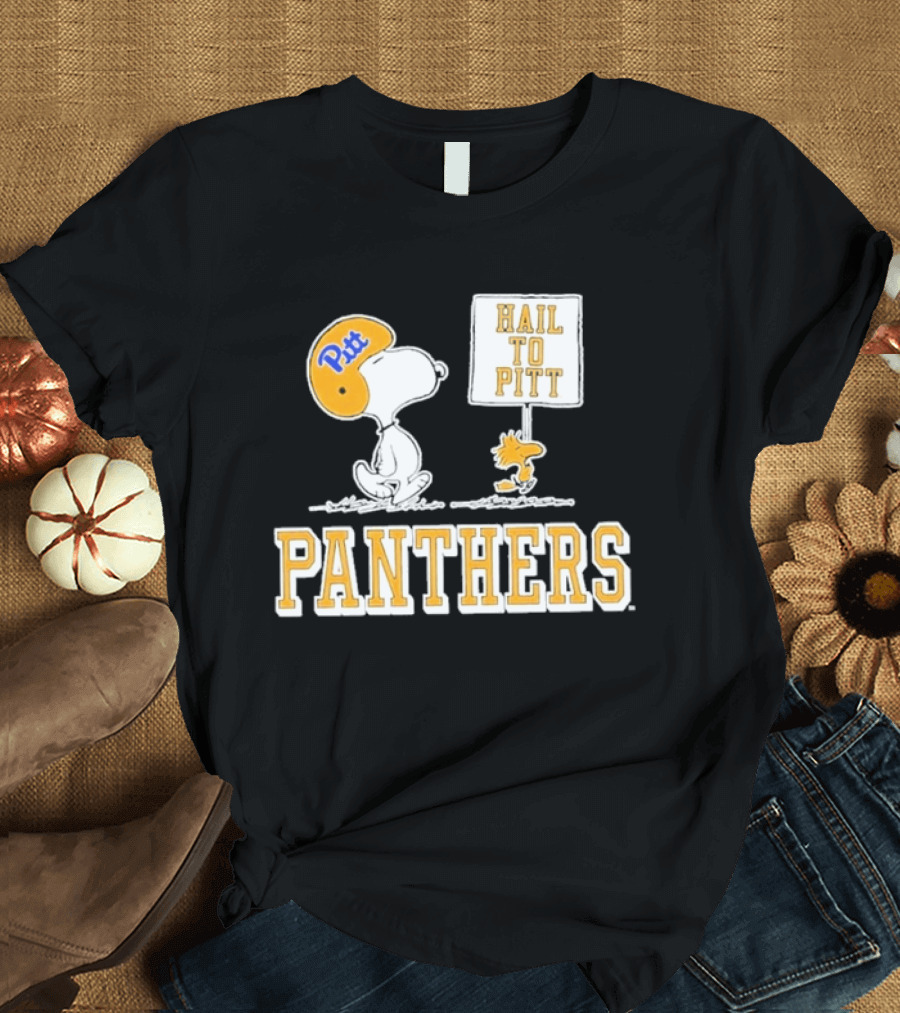 Snoopy Woodstock Hail To Pitt Panthers Peanuts Football Fan T-Shirt