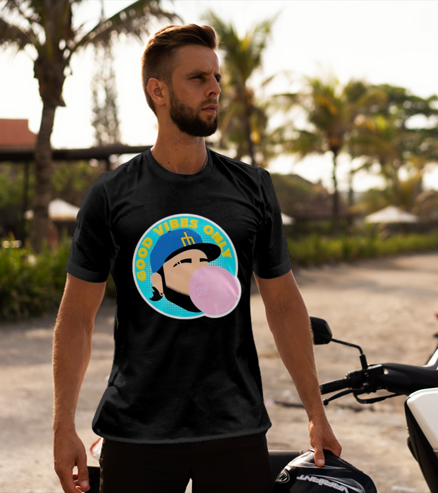 Seattle Mariners Eugenio Suarez Good Vibes Only 28 Baseball Bubblegum T-Shirt