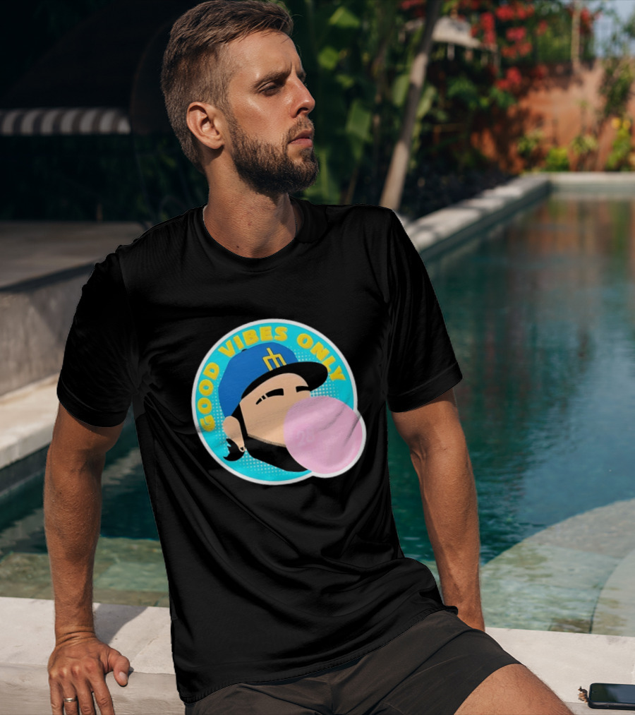 Seattle Mariners Eugenio Suarez Good Vibes Only 28 Baseball Bubblegum T-Shirt