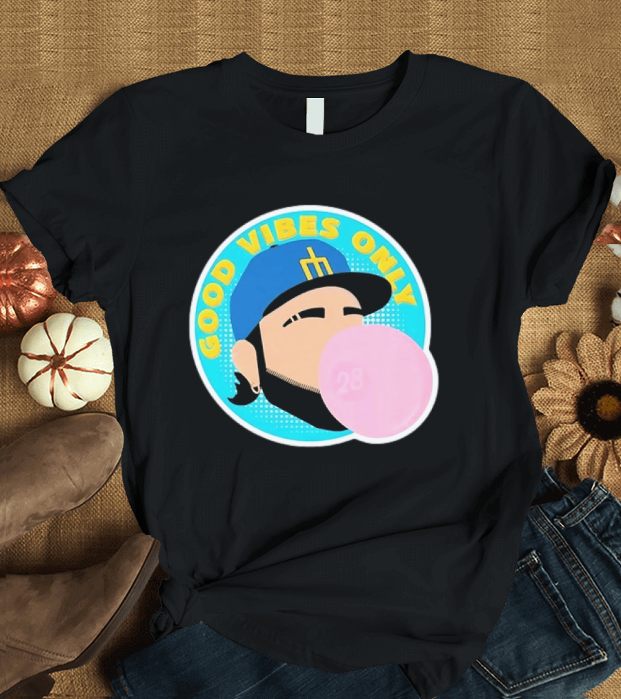 Seattle Mariners Eugenio Suarez Good Vibes Only 28 Baseball Bubblegum T-Shirt