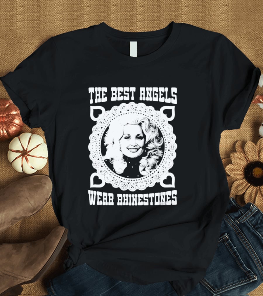 The Best Angels Wear Rhinestones Vintage Lace T-Shirt