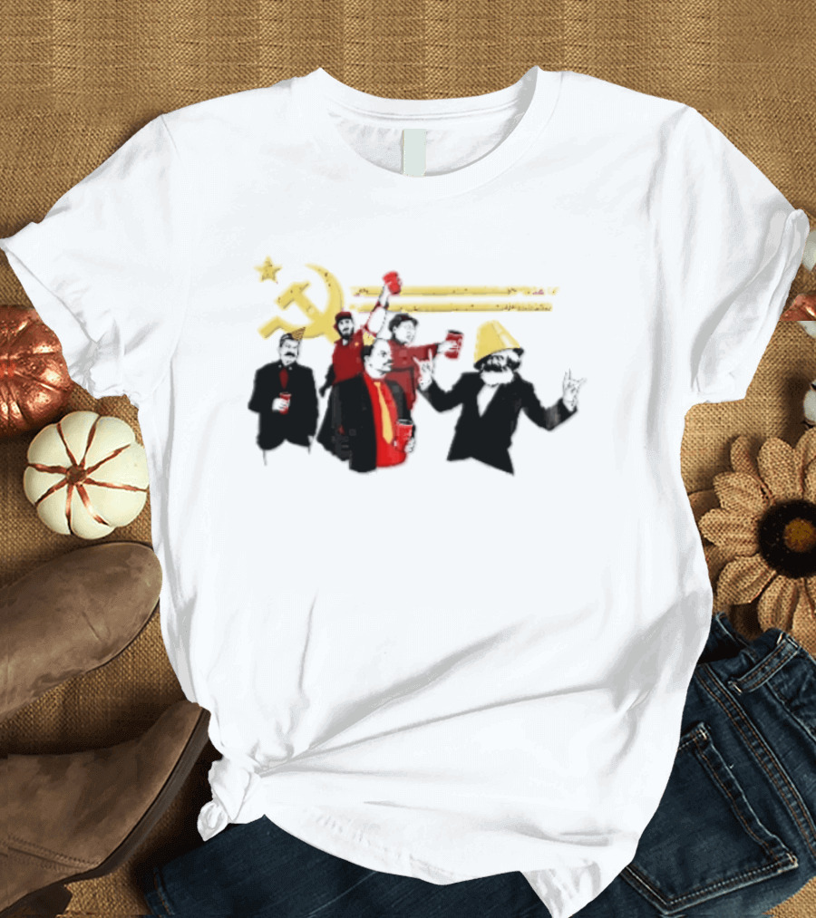 Communist Leaders Party Hammer Sickle Red Cups Star T-Shirt