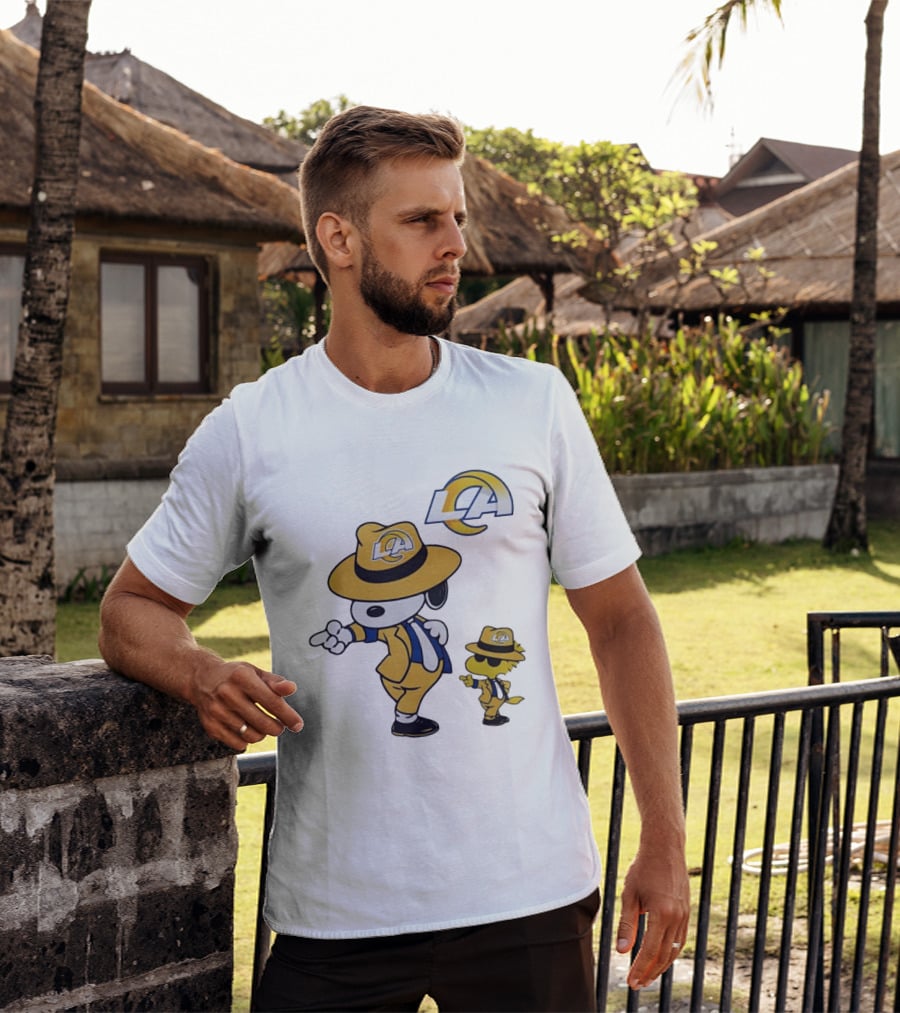 Los Angeles Rams Snoopy Woodstock LA Collaboration Dancing T-Shirt