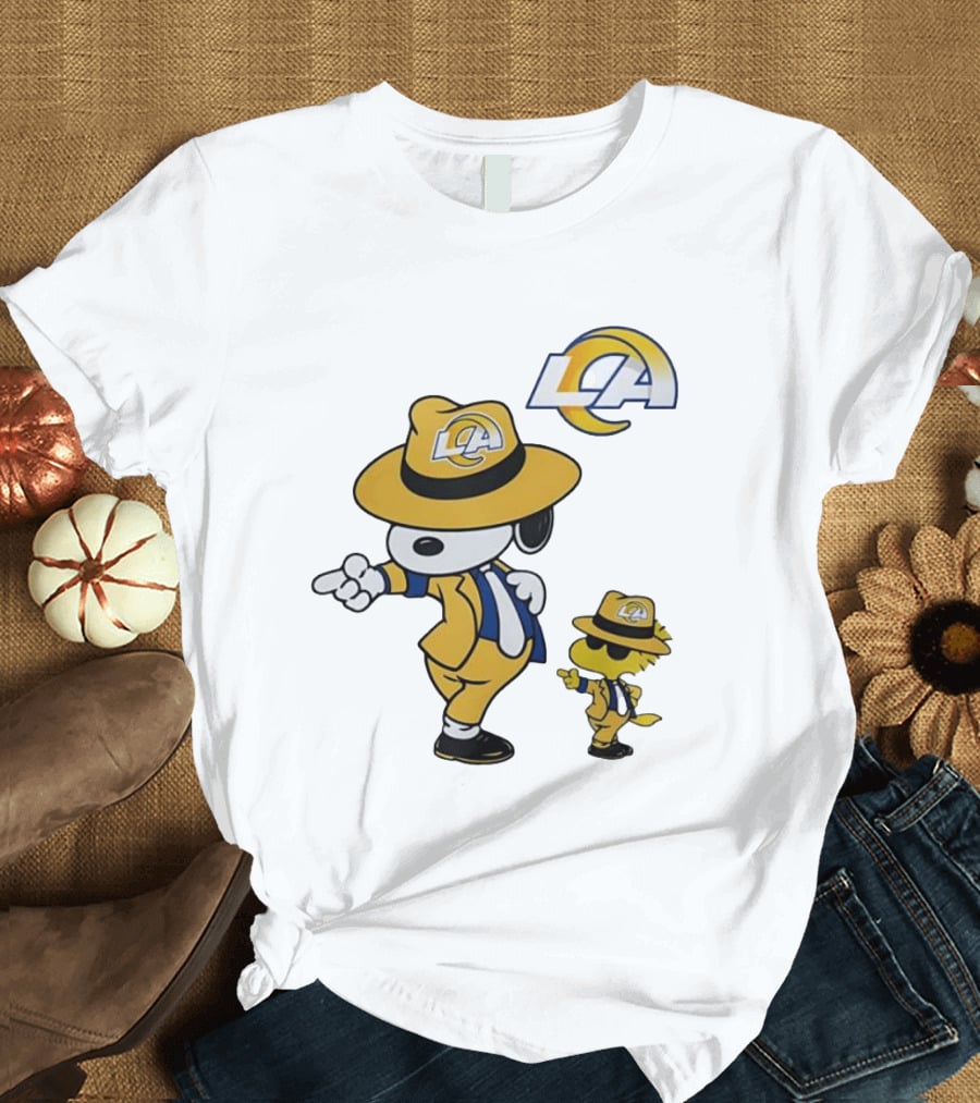Los Angeles Rams Snoopy Woodstock LA Collaboration Dancing T-Shirt