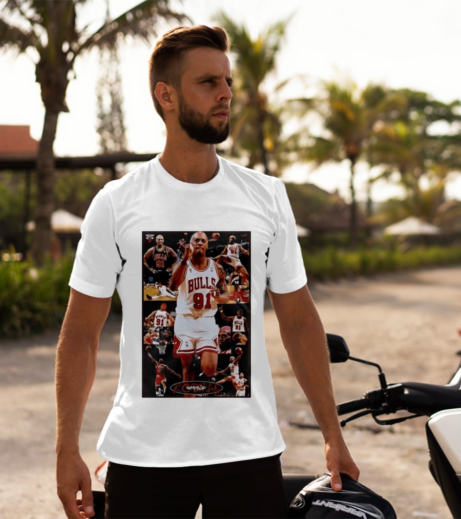 Dennis Rodman Chicago Bulls 91 Iconic NBA Basketball Highlights T-Shirt