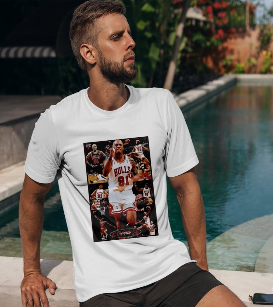 Dennis Rodman Chicago Bulls 91 Iconic NBA Basketball Highlights T-Shirt