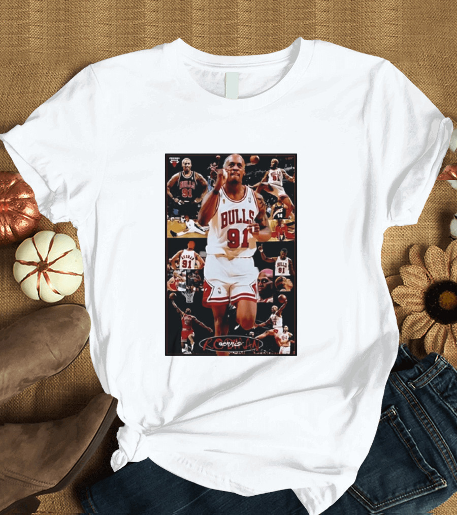Dennis Rodman Chicago Bulls 91 Iconic NBA Basketball Highlights T-Shirt