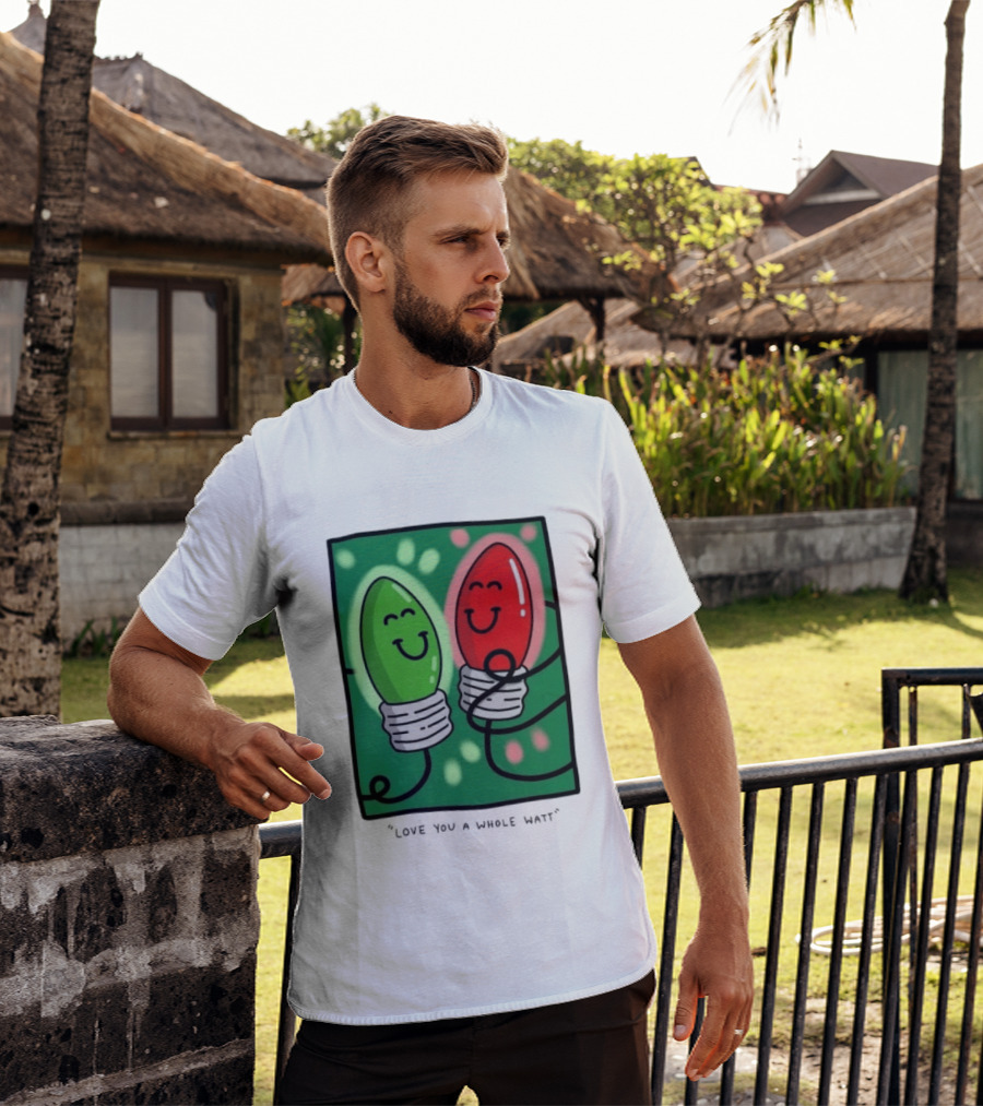 Love You A Whole Watt Christmas Light Bulb Couple T-Shirt