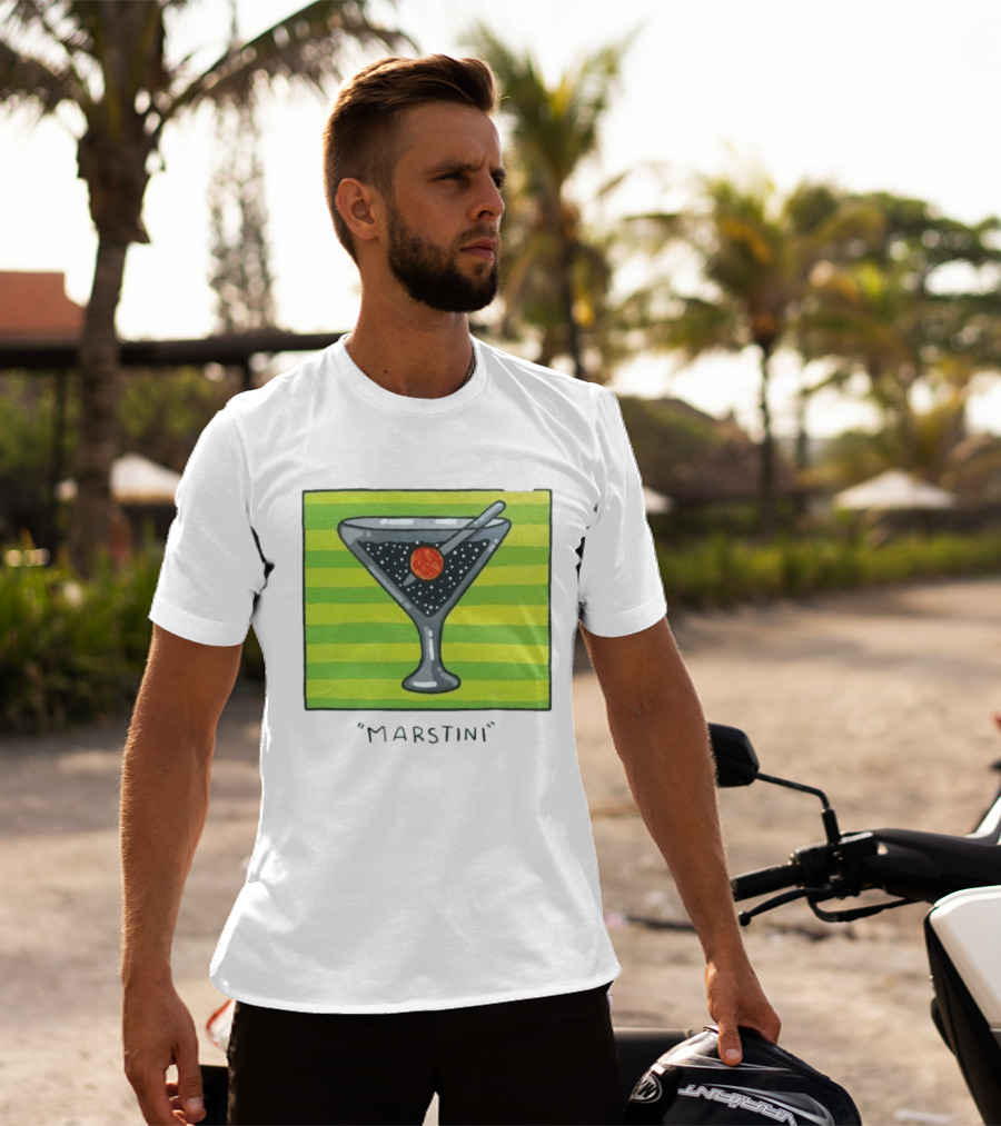 Marstini Planet Martini Cocktail Mars Space Themed Drink T-Shirt