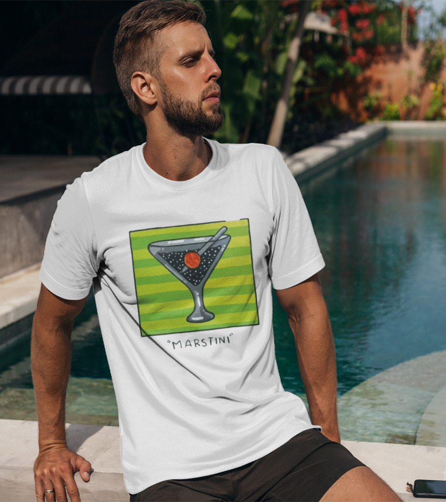 Marstini Planet Martini Cocktail Mars Space Themed Drink T-Shirt