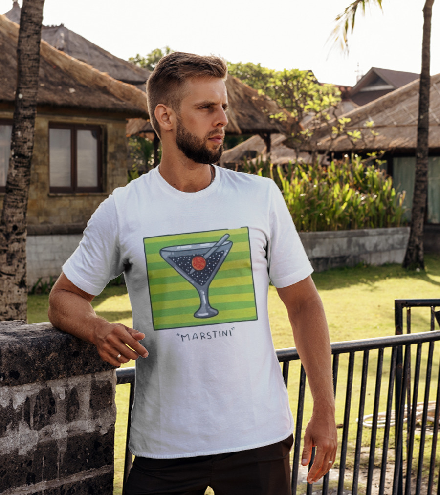 Marstini Planet Martini Cocktail Mars Space Themed Drink T-Shirt