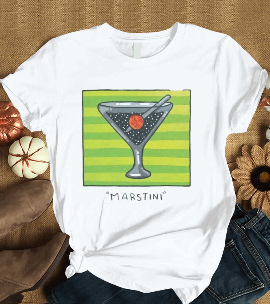 Marstini Planet Martini Cocktail Mars Space Themed Drink T-Shirt