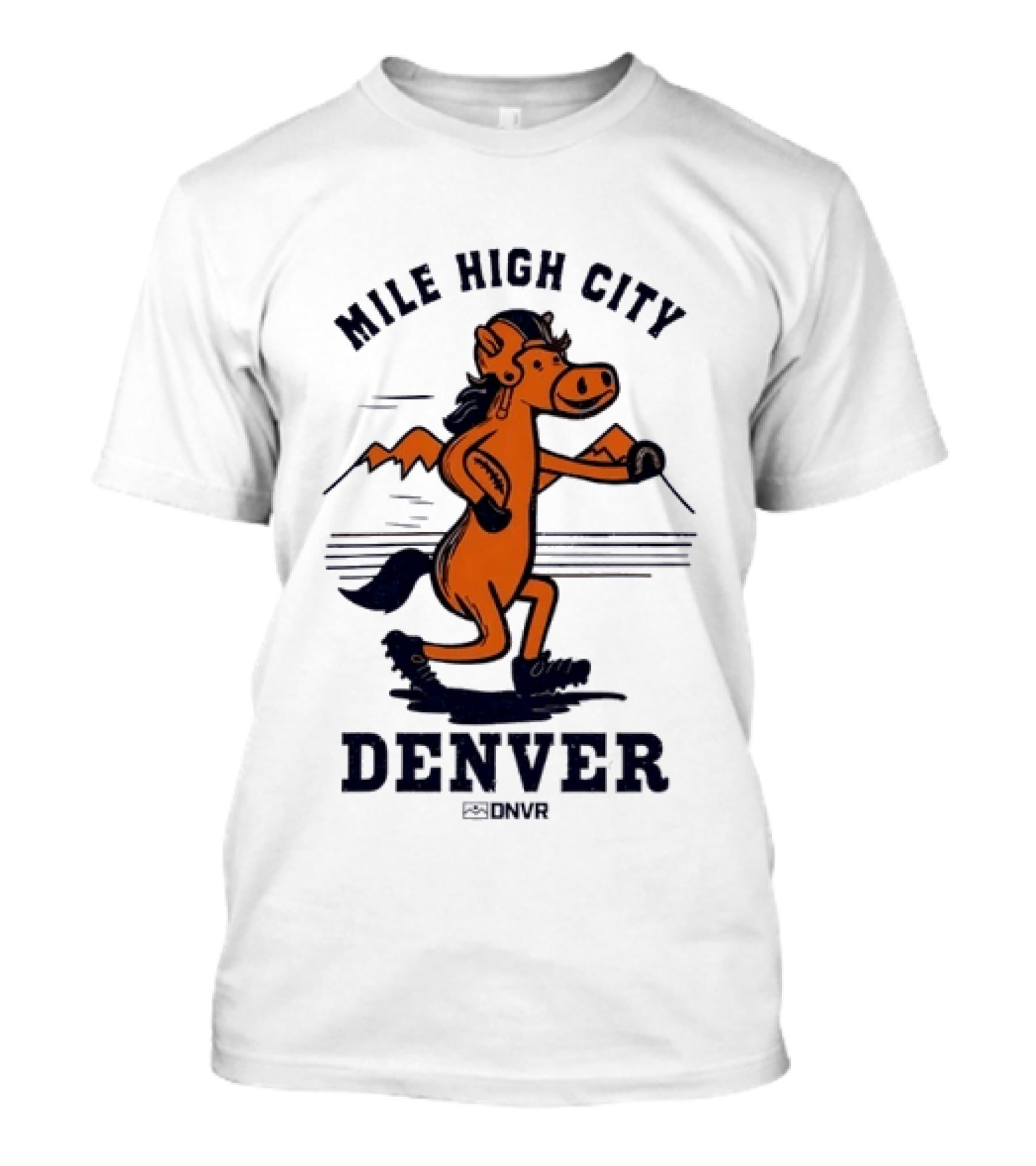 Mile High City Denver Broncos DNVR Retro Horse Running Football T-Shirt
