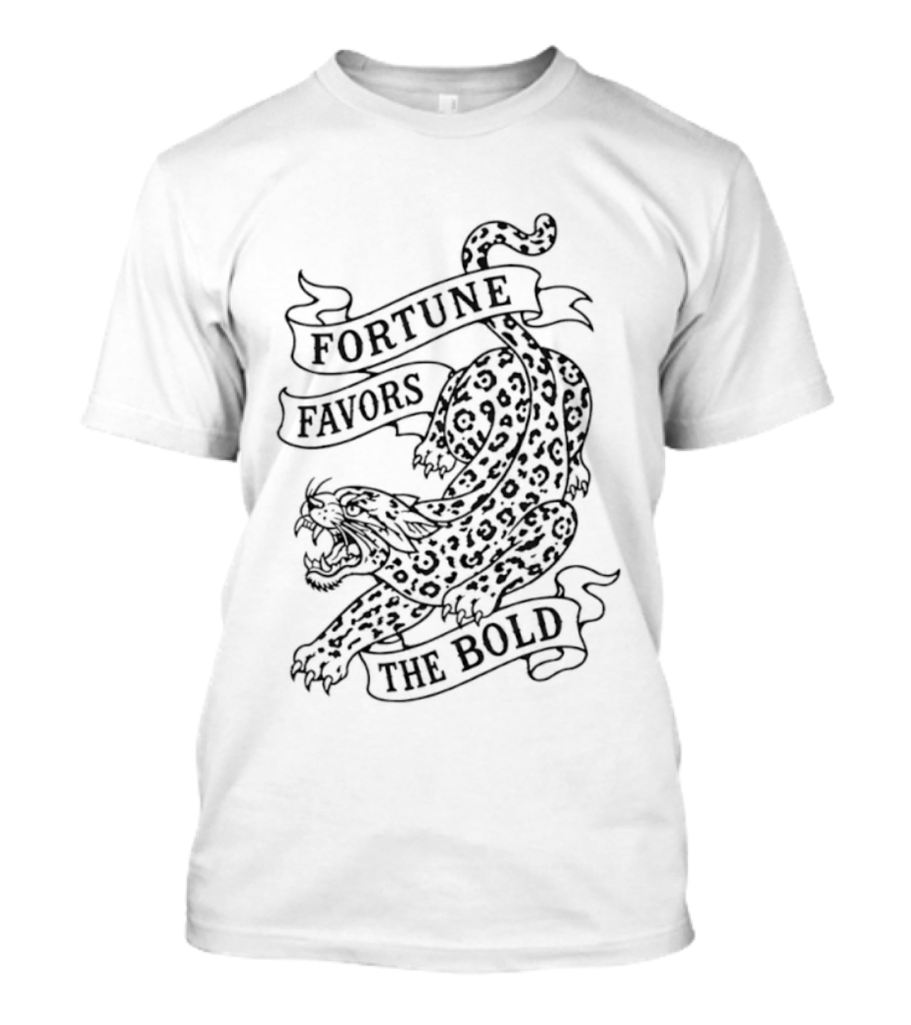 Fortune Favors The Bold Leopard Tattoo Big Cat T-Shirt