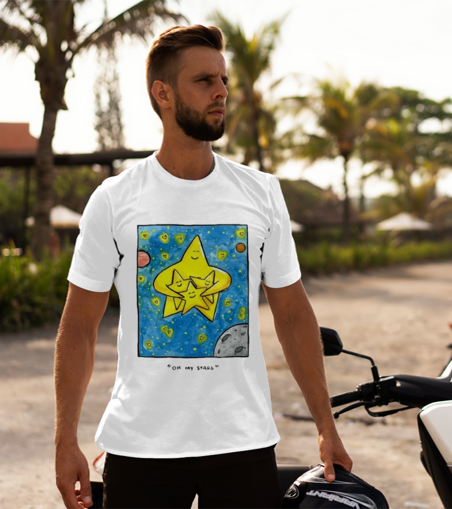 Oh My Stars Family Of Stars Celestial Background With Planets And Hearts T-Shirt