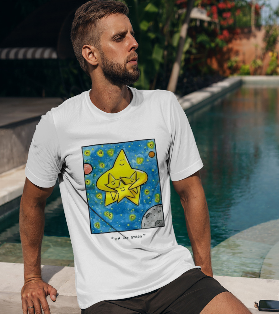 Oh My Stars Family Of Stars Celestial Background With Planets And Hearts T-Shirt