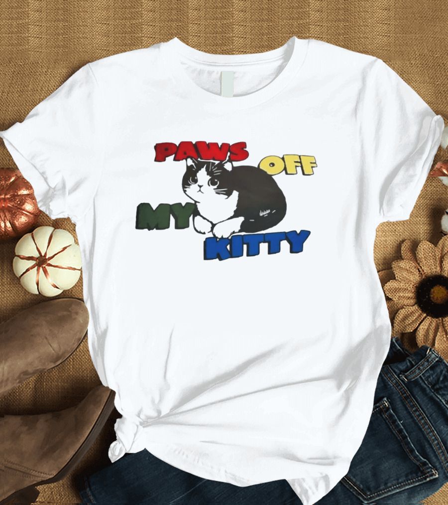 Paws Off My Kitty Cat Vintage Style Pet Lover T-Shirt