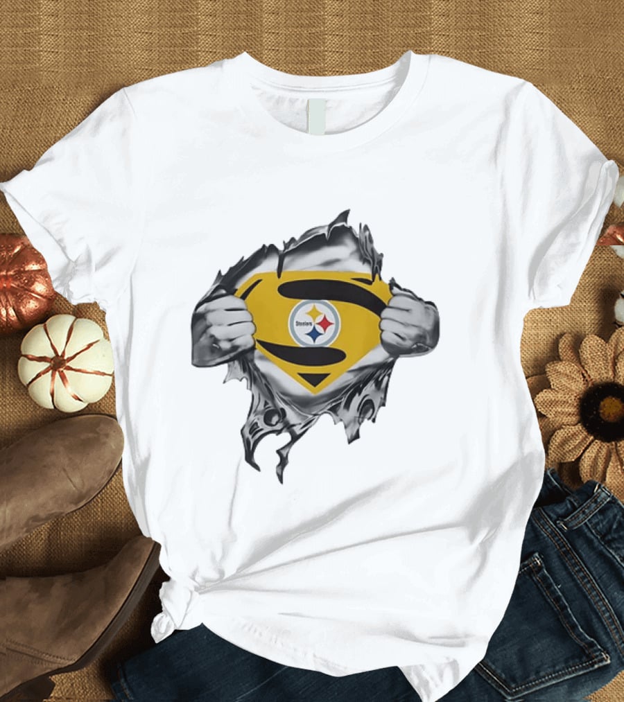 Pittsburgh Steelers Superman Chest Rip T-Shirt