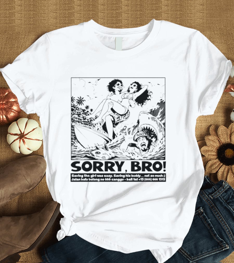 Sorry Bro Saving The Girl Was Easy Saving His Buddy Not So Much Vintage Comic Style Rescue Scene T-Shirt