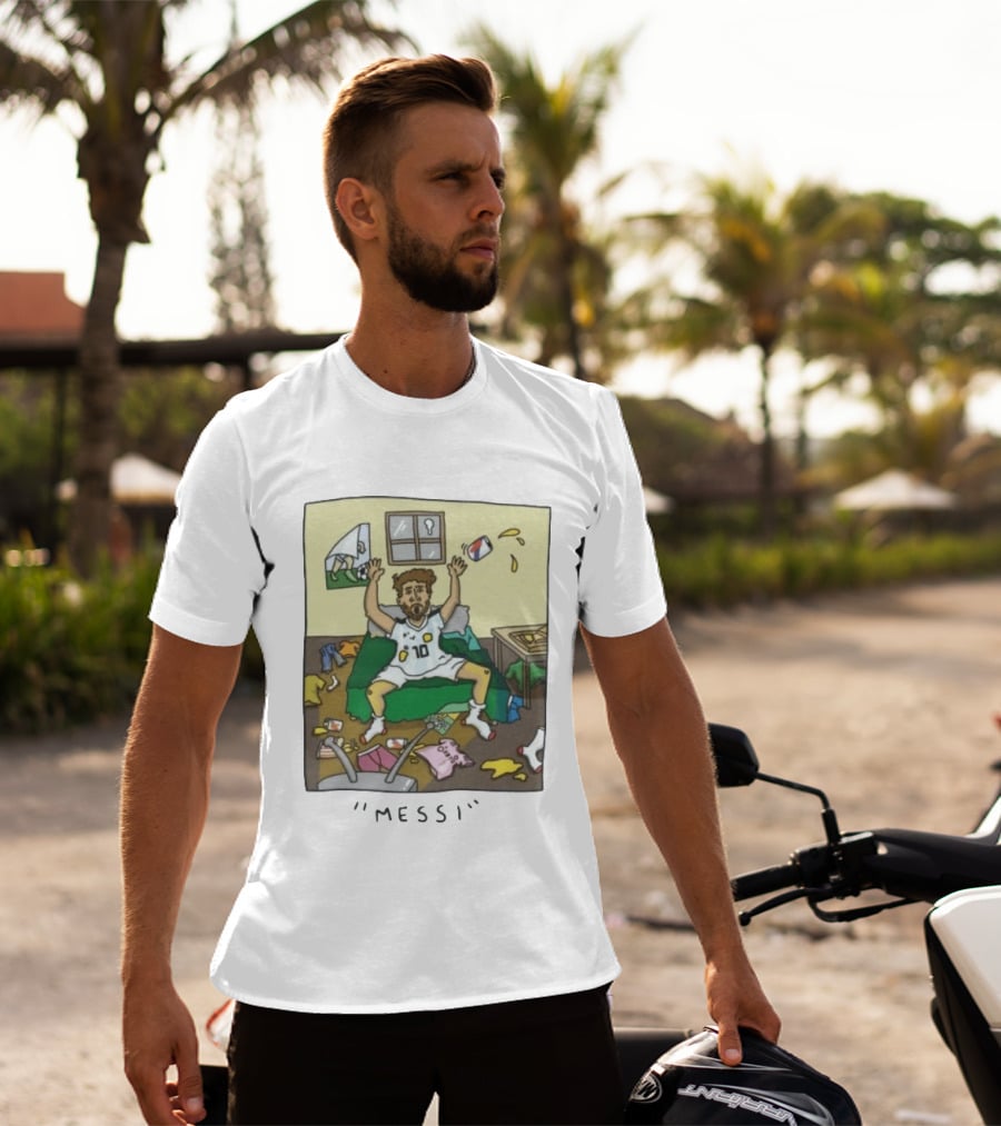 Lionel Messi Argentina Football Cartoon Messy Room T-Shirt