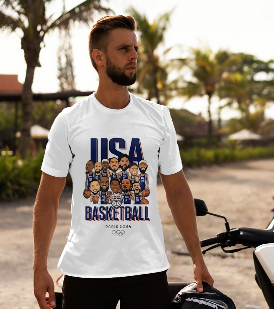 USA Basketball Team Paris 2024 Caricature Olympics T-Shirt
