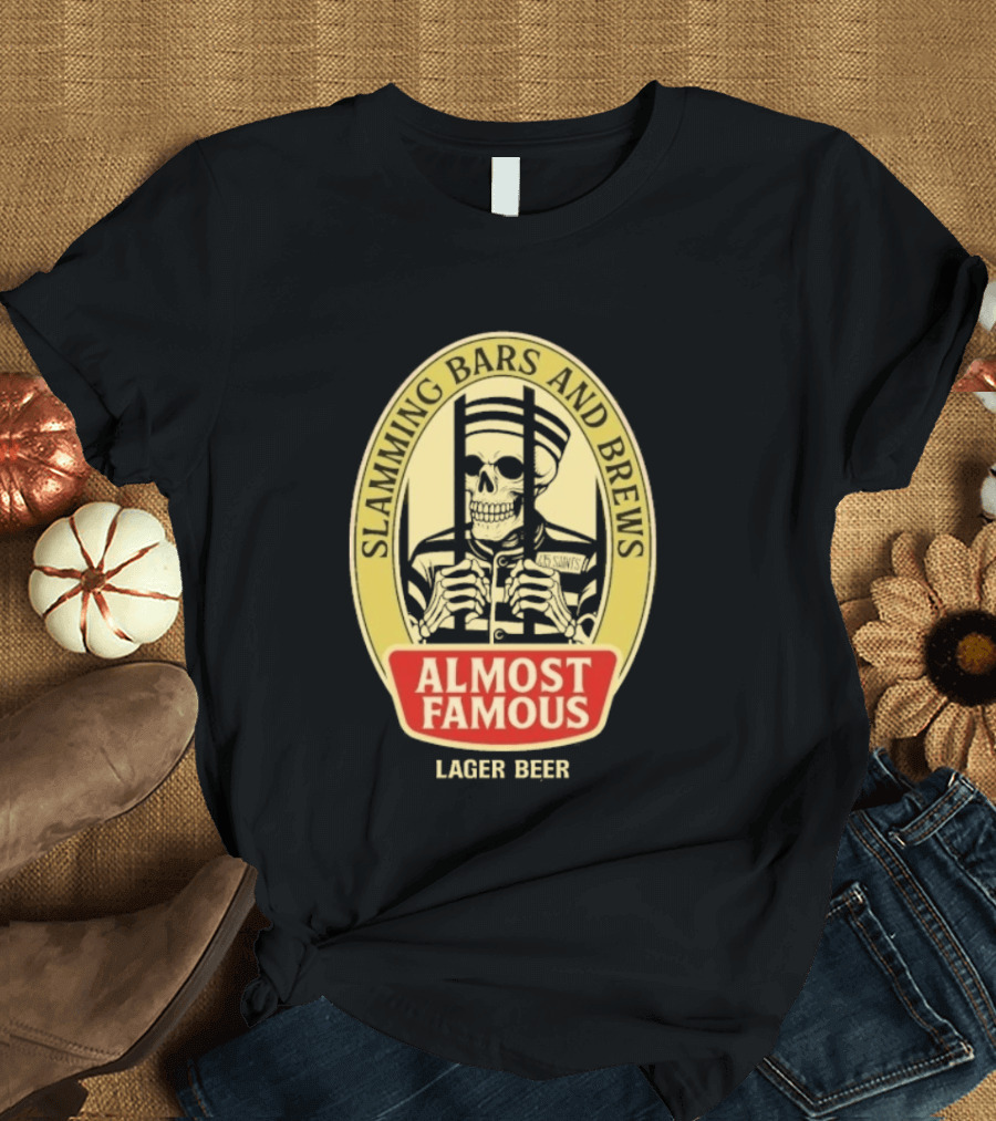 Almost Famous Slamming Bars And Brews Lager Beer Skeleton T-Shirt