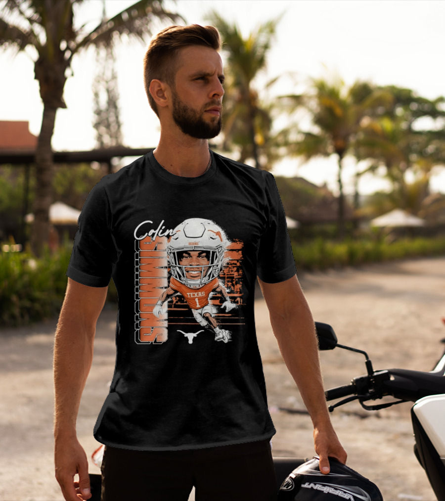 Colin Simmons Texas Longhorns Football Player Number 1 Distressed T-Shirt