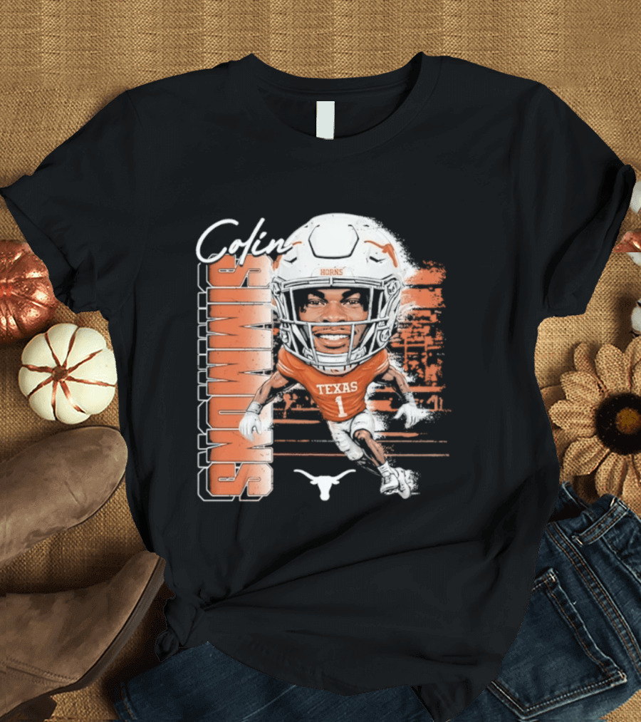 Colin Simmons Texas Longhorns Football Player Number 1 Distressed T-Shirt