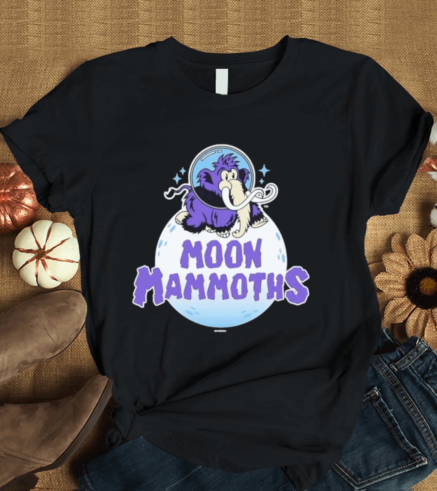 Moon Mammoths Purple Space Elephant Creature Astronaut T-Shirt