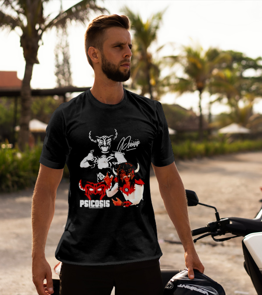 Psicosis Suprema Lucha Libre Wrestling Demon Mask Signature T-Shirt