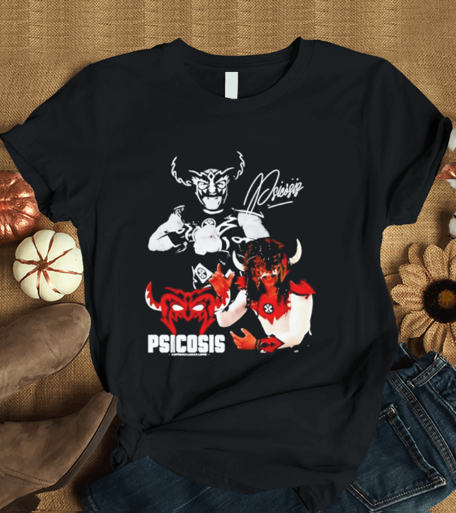 Psicosis Suprema Lucha Libre Wrestling Demon Mask Signature T-Shirt
