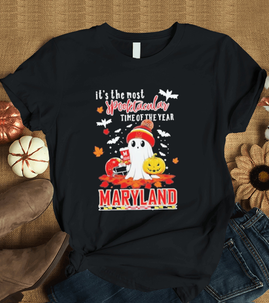Maryland Terrapins Halloween 2026 Most Spooktacular Time Of The Year Ghost T-Shirt