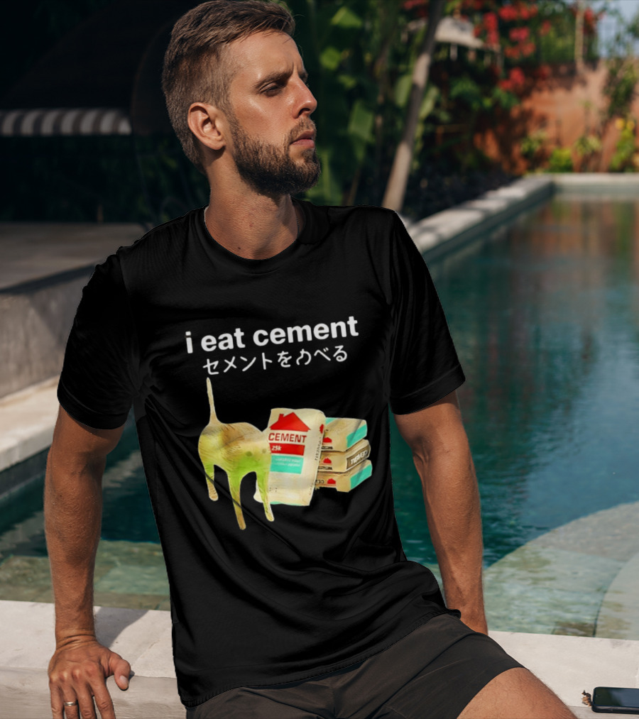 I Eat Cement Cat Meme Cursed T-Shirt