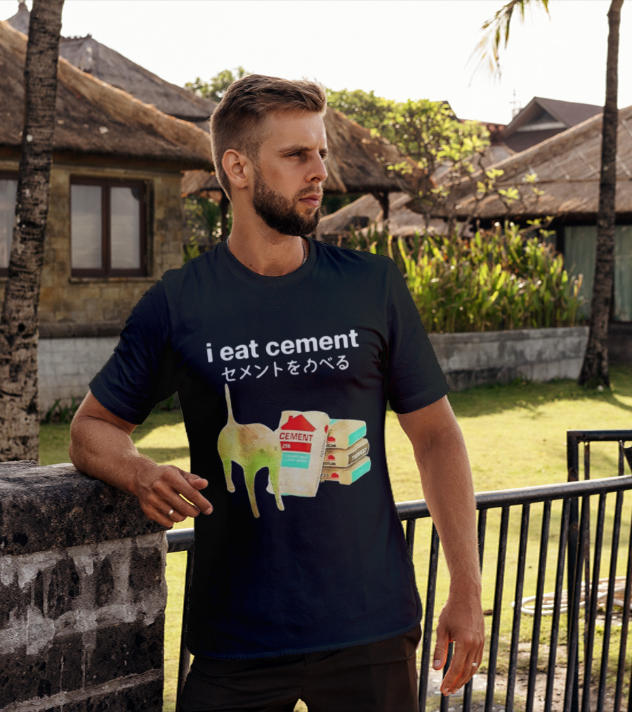 I Eat Cement Cat Meme Cursed T-Shirt