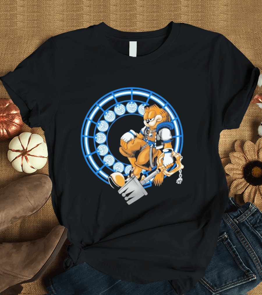 Just Another Heartless Monday Yetee Crossover With Keyblade Wielding Garfiend And Cool Blue Circles T-Shirt