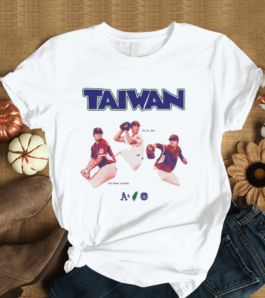 Taiwan Baseball Players Heritage With Taiwan Athletics And Baseball Federation Logos T-Shirt