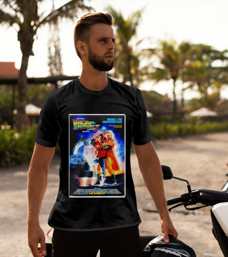 Back To The Future Part II Movie Michael J Fox Christopher Lloyd DeLorean Time Machine November 22 Spielberg T-Shirt