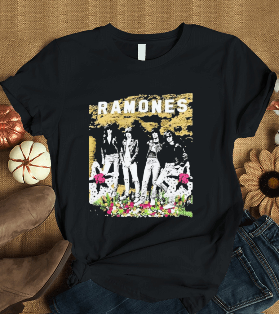 Ramones Floral Punk Rock Music Band T-Shirt