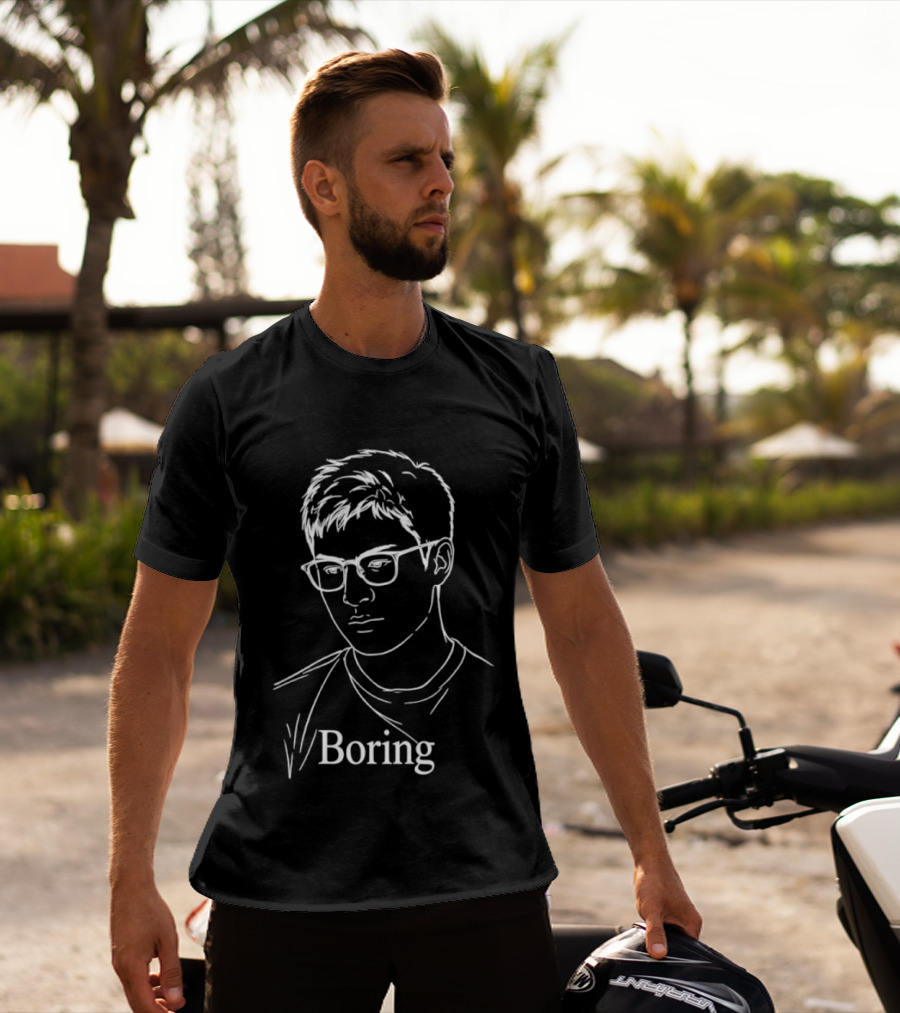 Boring Minimalist Line Art Portrait With Glasses T-Shirt