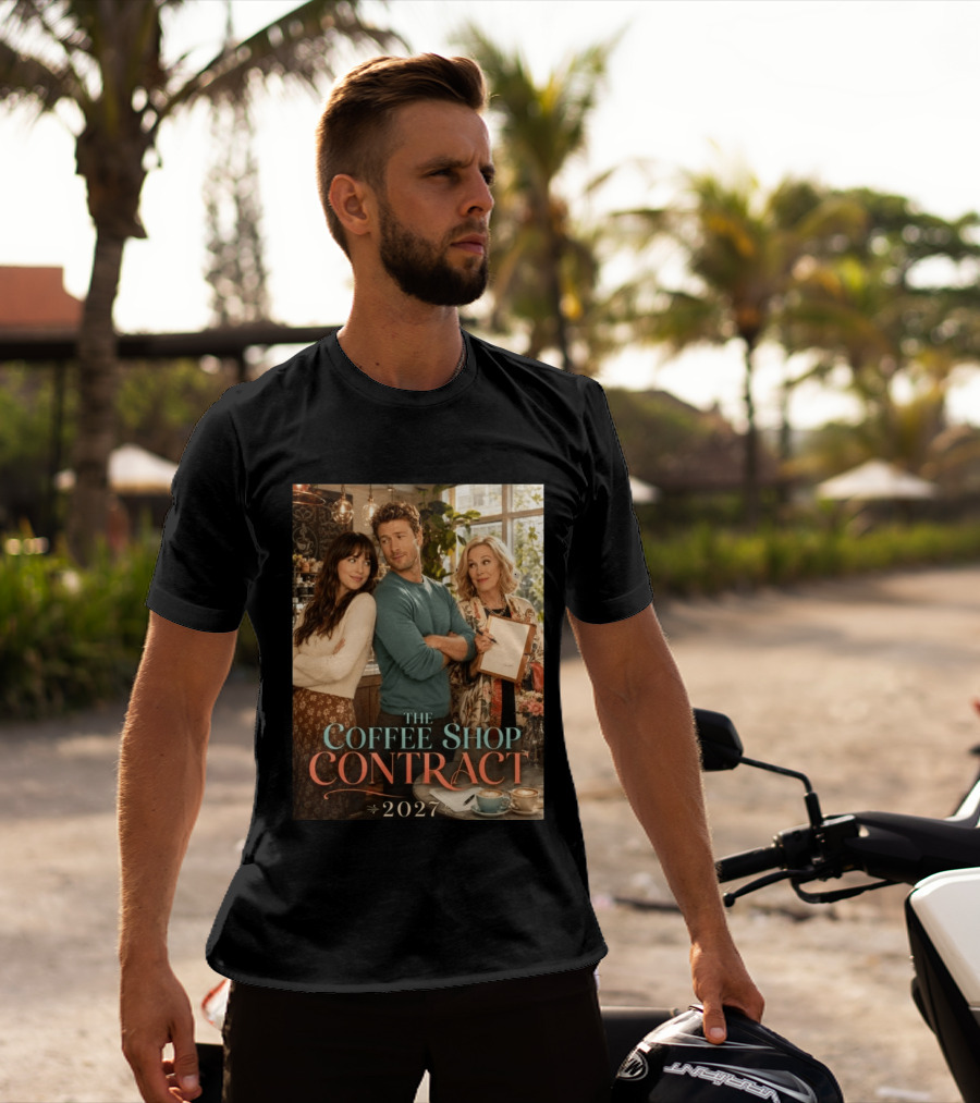 The Coffee Shop Contract 2027 Cozy Romantic Comedy Scene T-Shirt