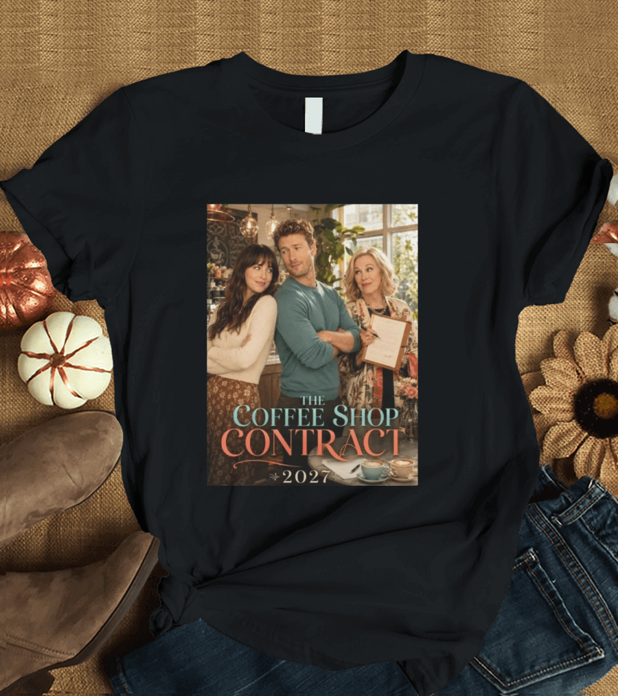 The Coffee Shop Contract 2027 Cozy Romantic Comedy Scene T-Shirt