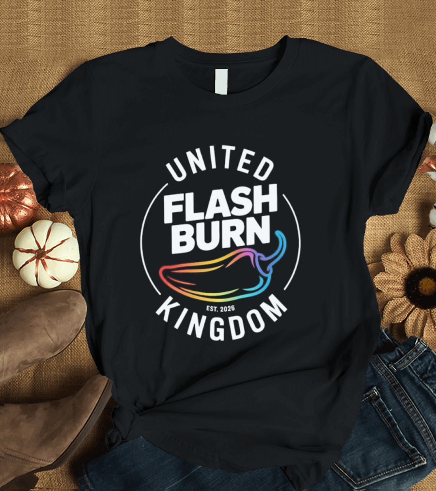 United Flash Burn Kingdom Est 2026 Spicy Pepper Color Burst T-Shirt