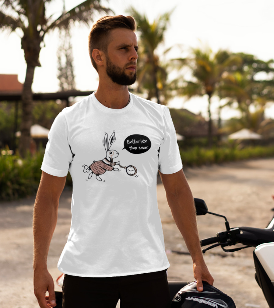 Better Late Than Never Rabbit Pocket T-Shirt