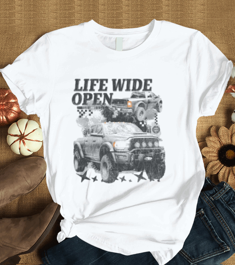 Cboystv Store Prospector Whiteout Life Wide Open Offroad Trucks T-Shirt
