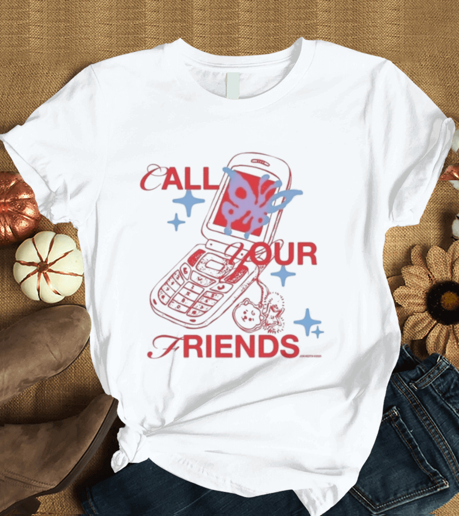 Call Your Friends Butterfly Flip Phone Stars T-Shirt