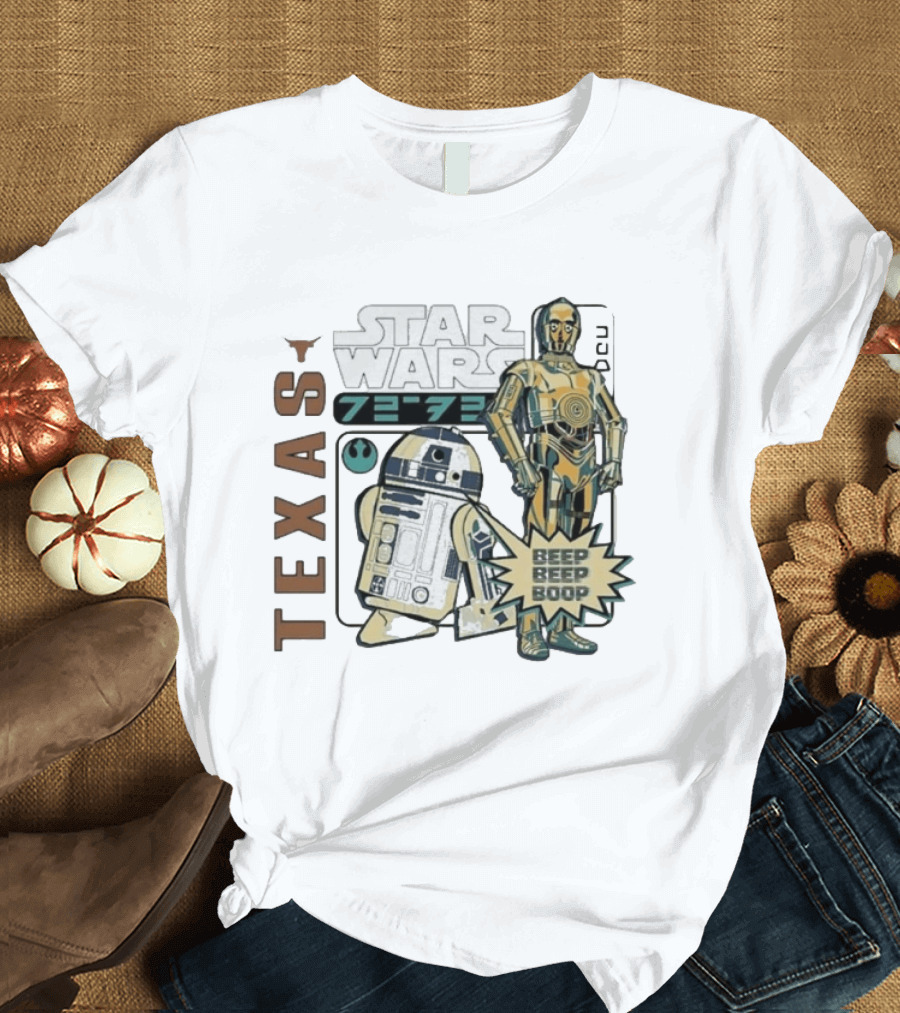 Texas Longhorns Star Wars C3PO R2D2 Beep Beep Boop T-Shirt