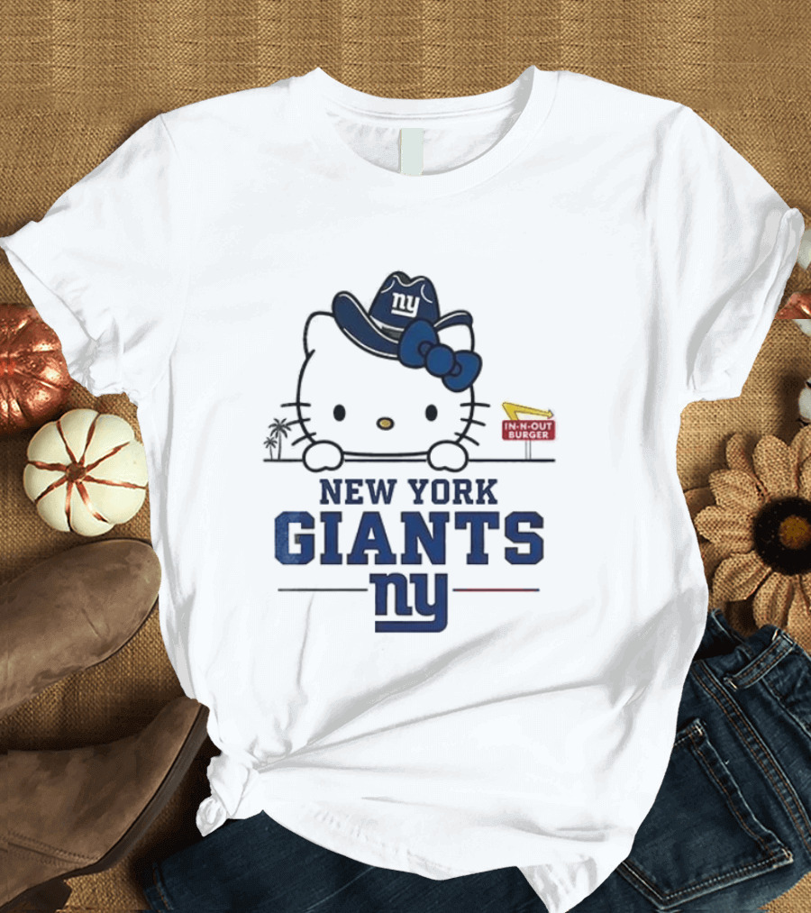 New York Giants Hello Kitty In N Out Burger Collaboration T-Shirt